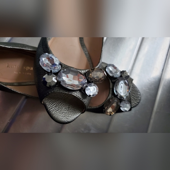 *final price* Kate Spade graphite metalic Buffalo Filipa flats open toe sz 6 - Picture 3 of 6